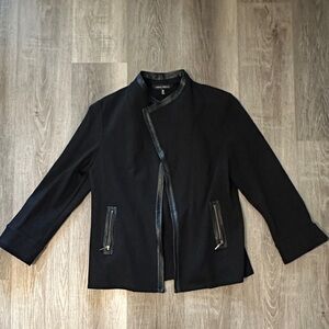 Ming Wang Black Jacket with Leather Trim